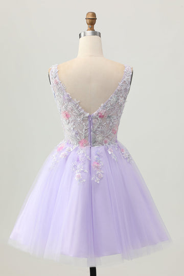 Perlé une ligne paillettes appliqué lilas Robe De Cocktail